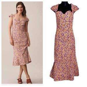 Anthropologie Maeve Cecily Fit & Flare Midi Dress NWT Size Large